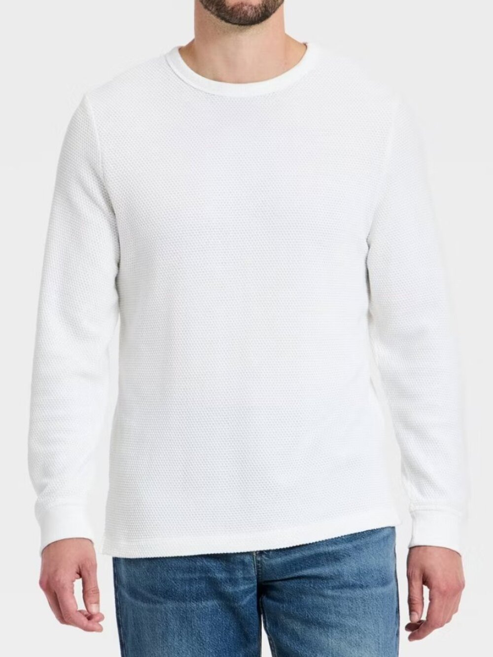 Men's Vintage Textured Crewneck Long Sleeve Shirt